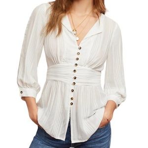 Maeve by Anthropologie Sheer Button Up Blouse